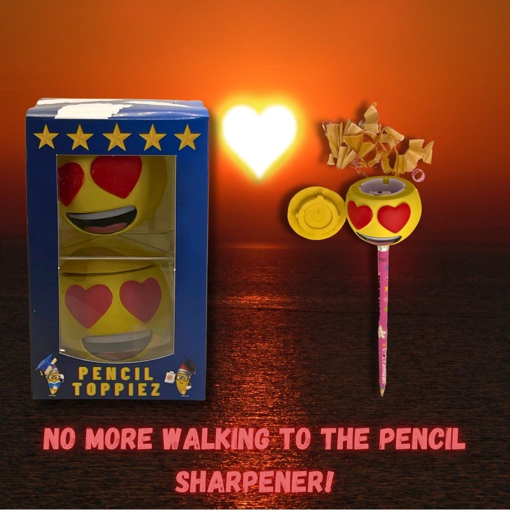 Pencil Toppiez! Premium Heart Eyes Emoji Multipurpose Pencil Topper (pack of 2)
